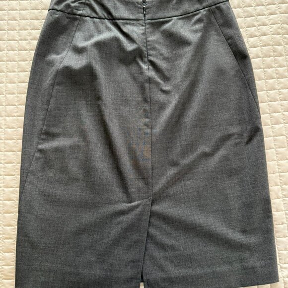 Theory Pencil Skirt Slim Fit Stretch Wool Grey Size 6 - Picture 4 of 5